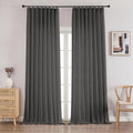 Pinch Pleated Faux Linen Semi Sheer Curtains Taupe 96 Inches Long