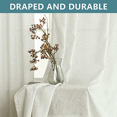 KOUFALL 108 Inch Curtains Long 2 Panels Set,Sheer Linen Light