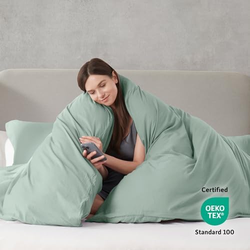 Nestl Sage Green Duvet Cover Queen Size - Soft Double Brushed Queen