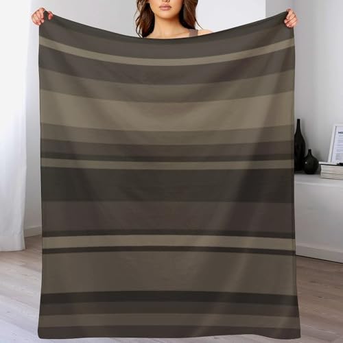Plush Throw Blanket, Taupe Stripes Throws for Couch Sofa Bed Warm