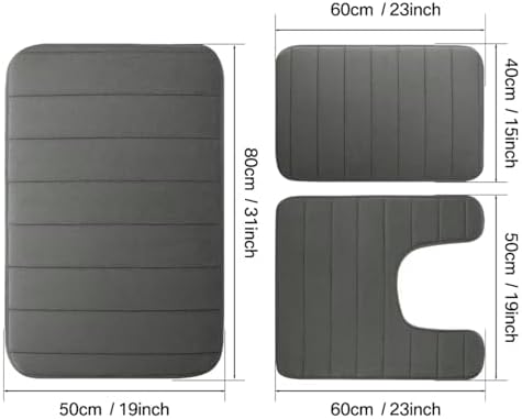 3 Piece Velvet Memory Foam Bathroom Rug Set, Extra Soft Water