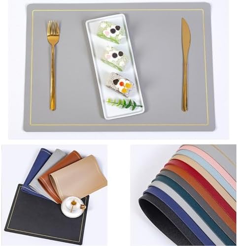 8 Piece Placemat Set,11.82 x 16.93 in / 30 x 43 CM,PU Leather Washable