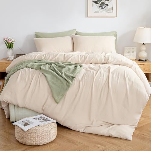 MILDLY Muslin Duvet Cover Full - 100% Washed Cotton Linen Like Gauze