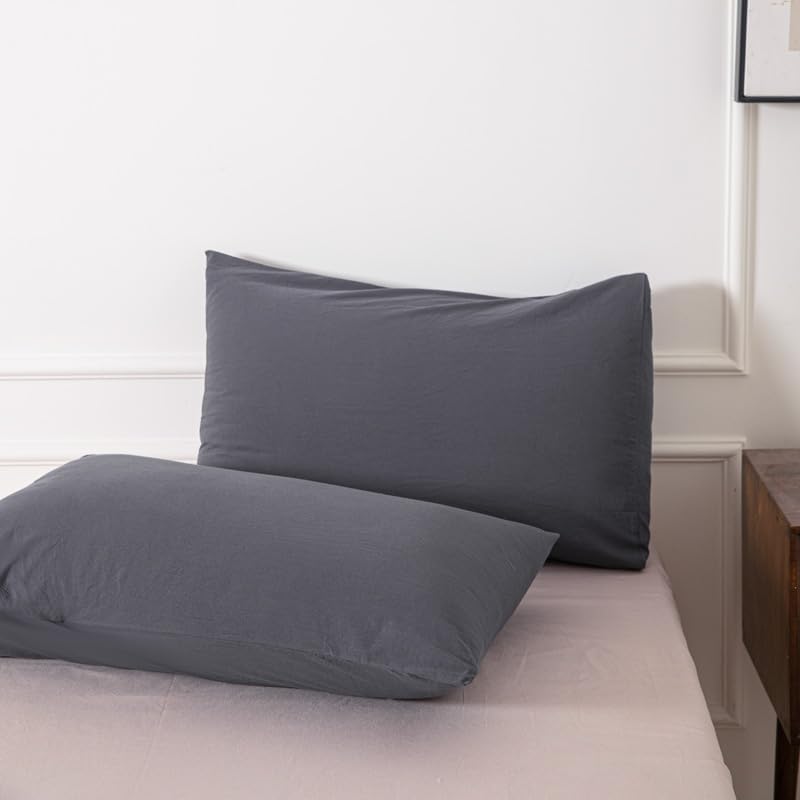 Janlive Washed Cotton Duvet Cover Set Linen Feel Textured Ultra Soft