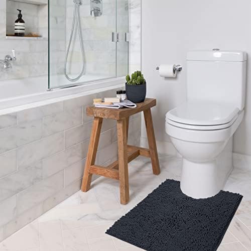 LuxUrux Chic Charcoal Bliss Bath Mat Bundle U-Shaped Contoured