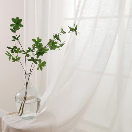 L.Z.E Off White Sheer Curtains 108 Inches Long for Living Room 2