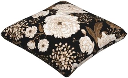 Black and Gold Flower Throw Pillow Covers Vintage Floral Botanical