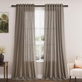 Dark Taupe Linen Curtains 96 Inches Long for Living Room Rod Back Tab