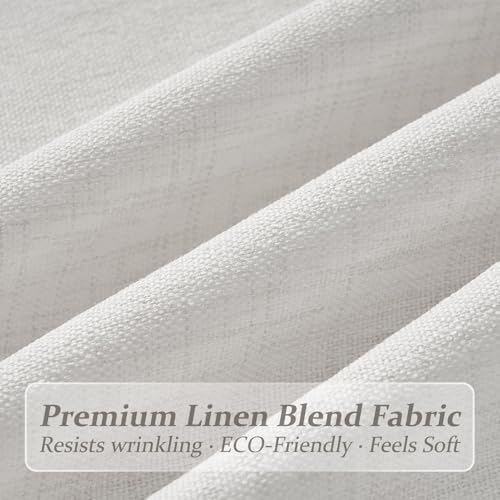 Off White Pinch Pleated Natural Linen Sheer Living Room Curtains