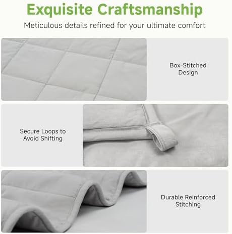 17 lbs Weighted Blanket 60"x80" Queen Size for Adults, Light Gray