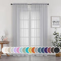 OWENIE Light Grey Sheer Curtains 84 inches Long 2 Panels Set for