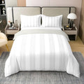 Feelyou Stripes Duvet Cover 100% Cotton King Size Solid Color Bedding