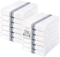 Homaxy 100% Ring Spun Cotton Kitchen Towels 12 Pack, Slate Gray Stripe