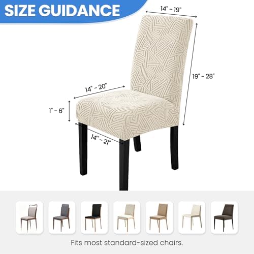 Stretch Spandex Chair Covers for Dining Chairs Set of 6, Beige