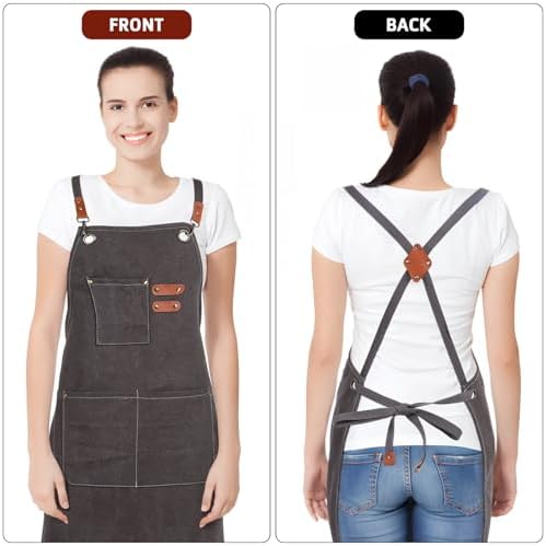 BESPORTBLE Canvas Kitchen Apron with Pockets Adjustable Bib for