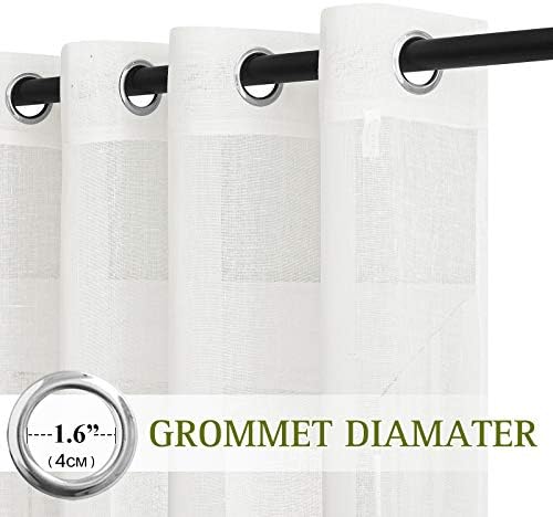NICETOWN Linen Curtains Semi Sheer Flax Texture, Eyelet Top Bedroom