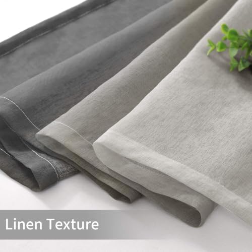 BGment Sheer Curtains 52x63 Inch Grey Ombre for Living Room