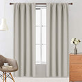 Yakamok 72 Inches Light Beige Rod Pocket Blackout Curtains for Bedroom