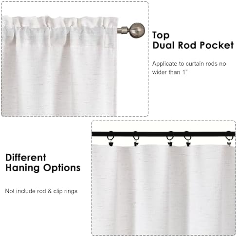 OWENIE Bob Natural Curtains 72 Inch Length 2 Panels Set for Living