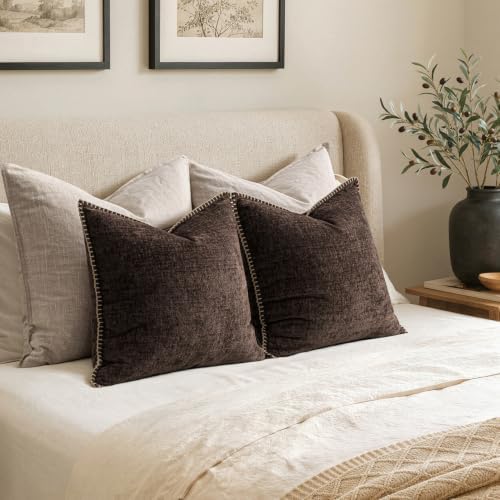 MIULEE Decorative Couch Throw Pillow Covers 20x20 Inch Dark Brown