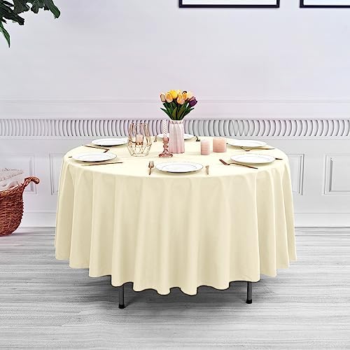 YMHPRIDE 6 Pack Beige Tablecloths - 120 Inch Polyester Round Table