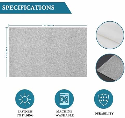 Placemats Set of 8, Grey Cotton Linen Place Mats, Vintage Leather