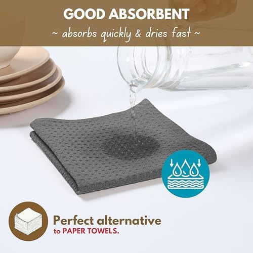 Native Fab Waffle 18 Pack Dish Cloths Set - 100% Cotton, Absorbent