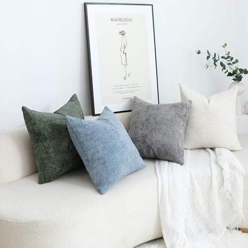 Stellhome Pack of 2 Chenille Neutral Decorative Throw Pillow Covers
