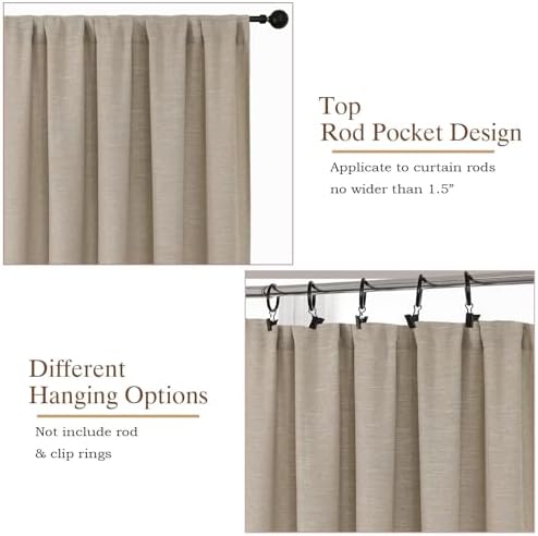 OWENIE Extra Linen Curtains for Bedroom Living Room 120 Inches Long 2