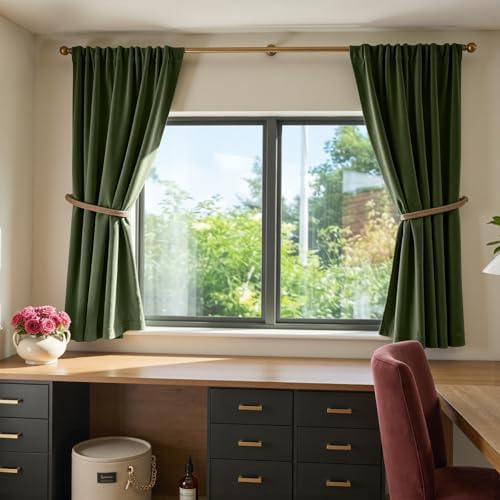 Lazzzy Moss Earthy Curtains Luxury Rod Pocket 52×63 Inch 2 Panels