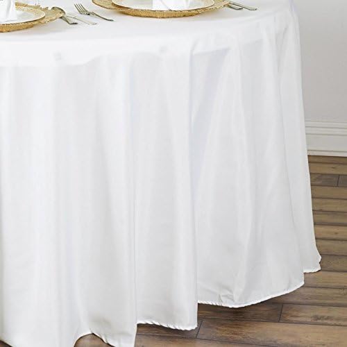 TABLECLOTHSFACTORY 90 Inch Ivory Round Tablecloth - Linens Polyester