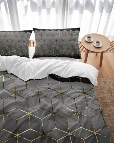 LooPoP Duvet Cover Set Queen SizeGrey Geometric Comforter Sets
