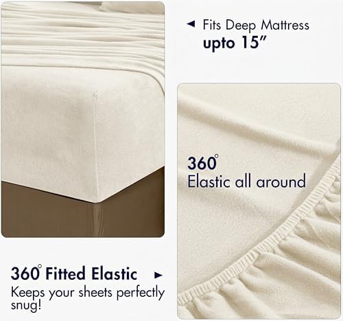 RUVANTI Ultra Soft Fleece Sheets, 4 PCS, Full Size Sheets Set, Ivory