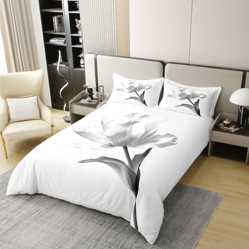 jejeloiu Floral Duvet Cover 100% Cotton Flowers Bedding Set for Kids