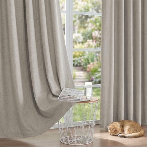 PrinceDeco 100% Blackout Linen Curtains for Bedroom 52x84 Inch