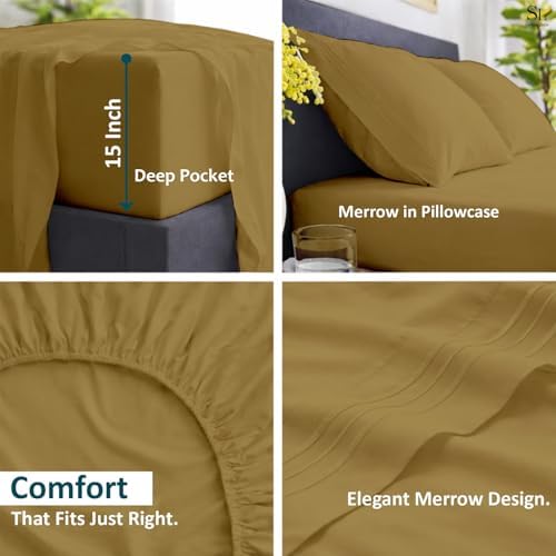 Shreem Linen Queen 4 Piece Sheet Set, Ultra Soft Microfiber Bed Sheets