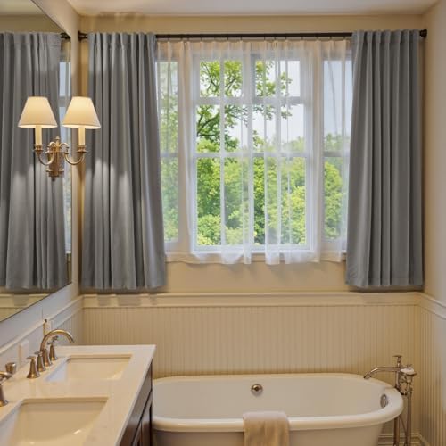 Lazzzy Velvet Light Gray Curtains 63 Inches Long Thermal Insulated