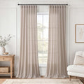 Jowels Oatmeal Linen Curtains 84 Inches Long 2 Panels for Living Room