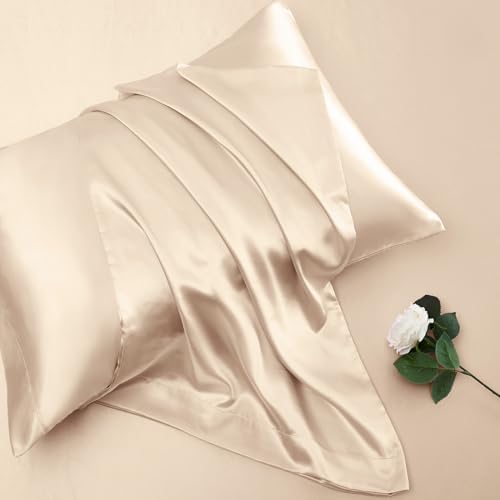 Vonty Beige Satin Sheets King Extra Deep Pocket 18-24In 4PC