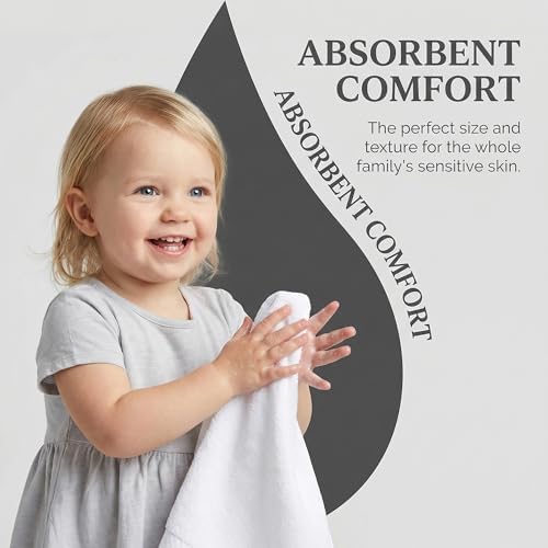 Solid Cotton Washcloths, 13" x 13" Soft Absorbent Reusable Face Cloth