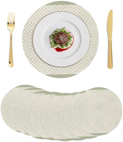Rustic Geometric Round Braided Placemats Set of Set of 8 Heat