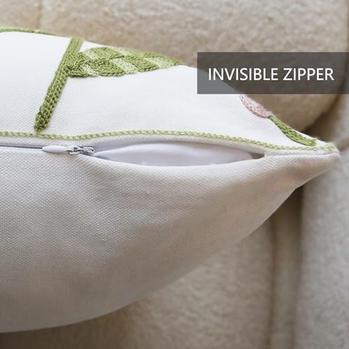 Embroidered Throw Pillow Covers 2PCS Floral Throw Covers 3D Big
