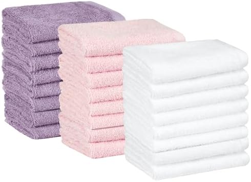 Amazon Basics Highly Absorbent, Fast Drying 100% Cotton Washcloths for