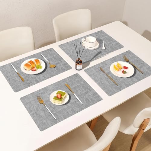 Faux Leather Placemats Set of 6 (Light Grey)