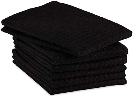 DII Recycled Cotton Kitchen Collection Dishtowel Set, 18x26, Black