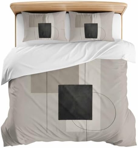 Duvet Cover Twin Size, Geometric Abstract 3-Piece Bedding