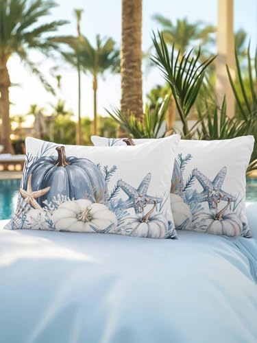 Outdoor Pillows with Inserts Set of 2 12x20, Coastal Fall Waterproof