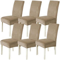 Velvet Dining Room Chair Covers Set of 6, Soft Thick, Camel