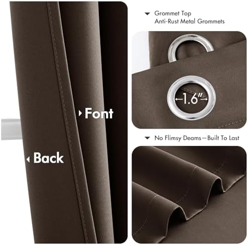 MIULEE Blackout Curtains for Bedroom 2 Panels 40"x72" Long Chocolate