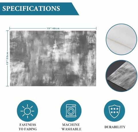 Modern Minimalist Placemats Set of 8, Cotton Linen Fabric Place Mats